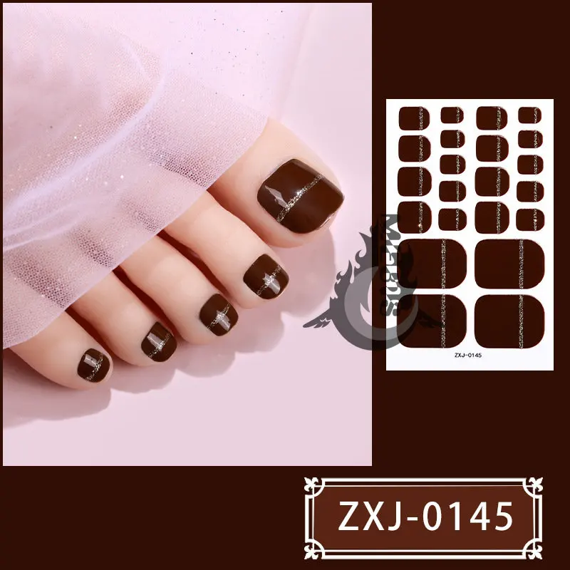 

Free Shipping 22 Tips Toenail Stickers Nail Pure Color Art Decoration Adhesive Toe Nails Polish Wraps Strips Feet Supplies Gifts