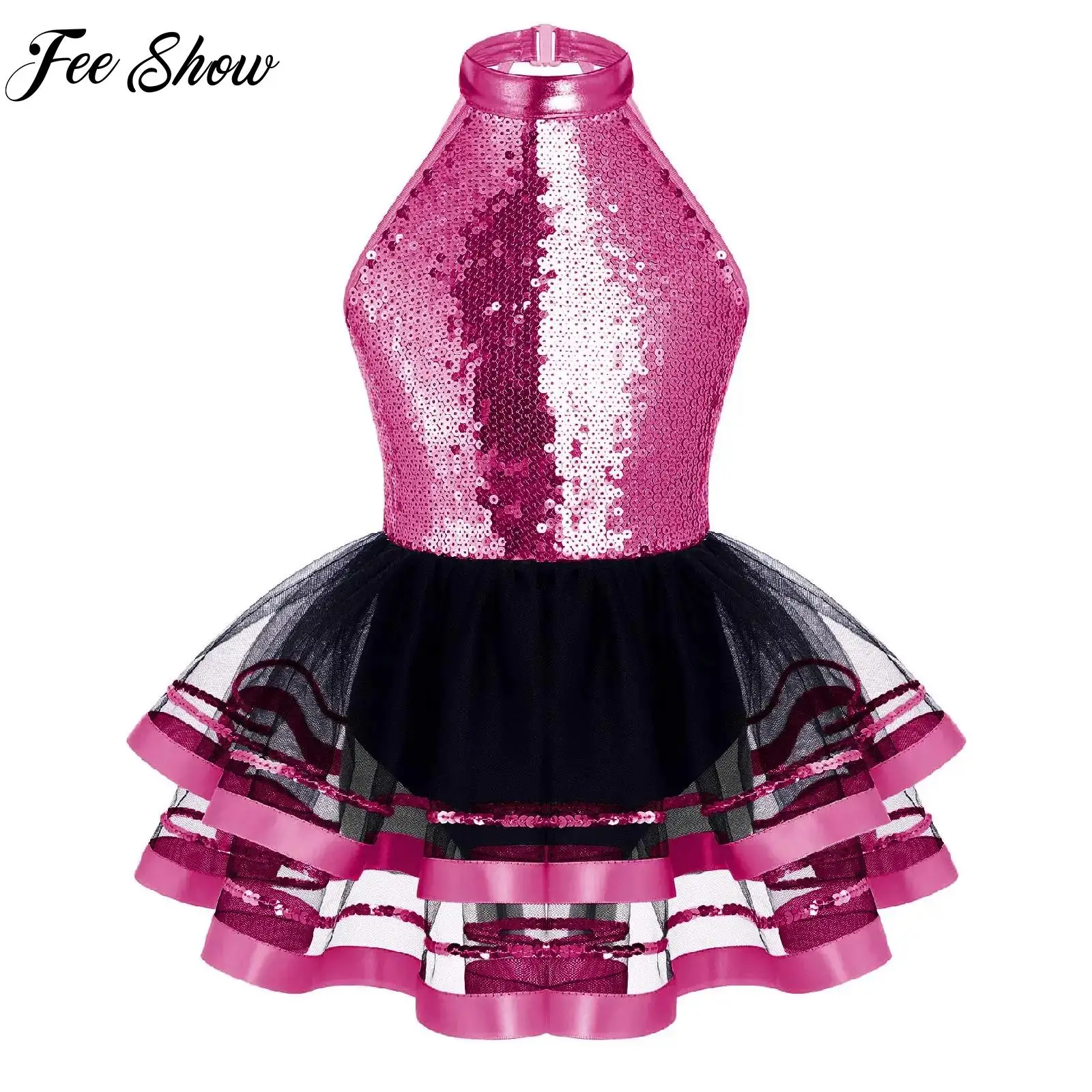 

Kids Girls Ballet Dance Dress dress Sleeveless Sequin Mesh Gymnastics Leotard Tutu Dancewear Latin Jazz Modern Dancing Costume