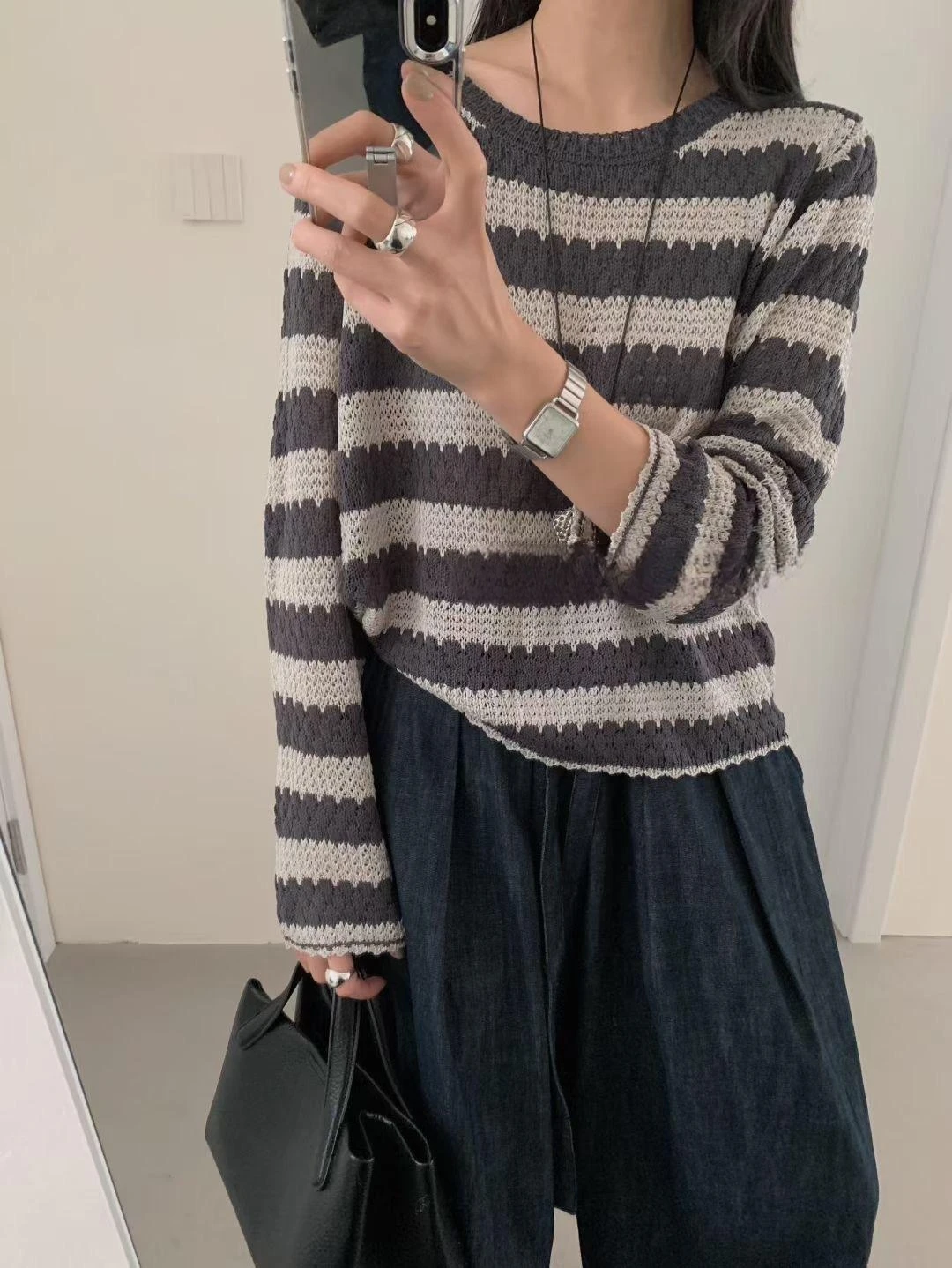 

Осенний элегантный модный кашемировый полосатый пуловер с круглым вырезом, женский эластичный вязаный свитер, базовая мягкая женская одежда, топы F87