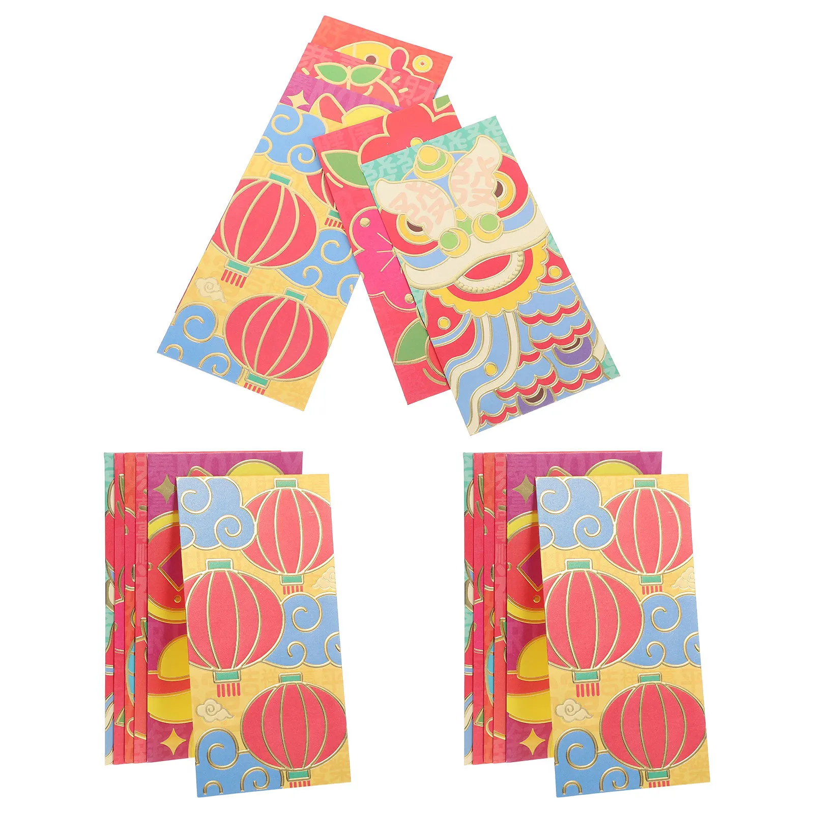 18Pcs Chinese New Year Red Envelopes Cartoon Style Sturdy Money Pockets for Lunar New Year Festival Red Packets