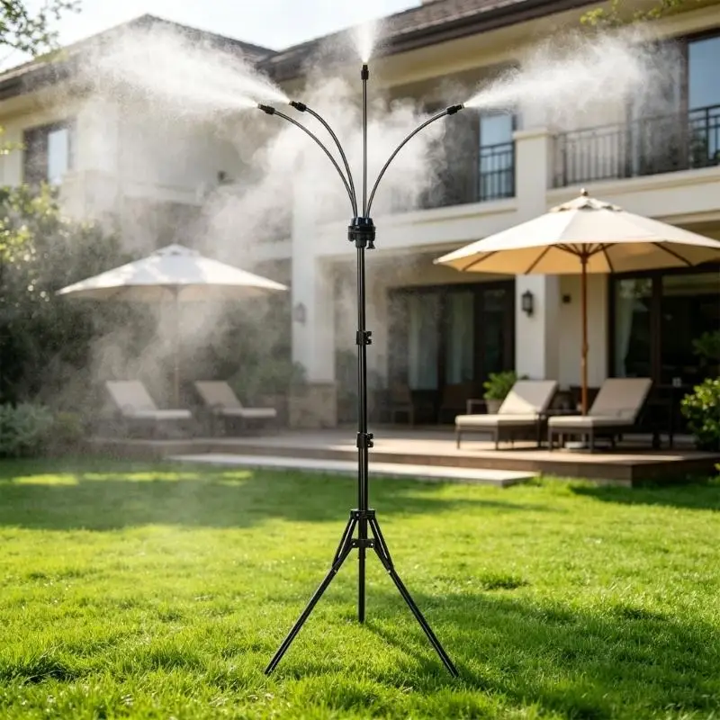 Customizable Height Outdoor Water sprinkle Fan With 5.25 Foot Coverage For Lawn Deck And Camping Comfort X3UC