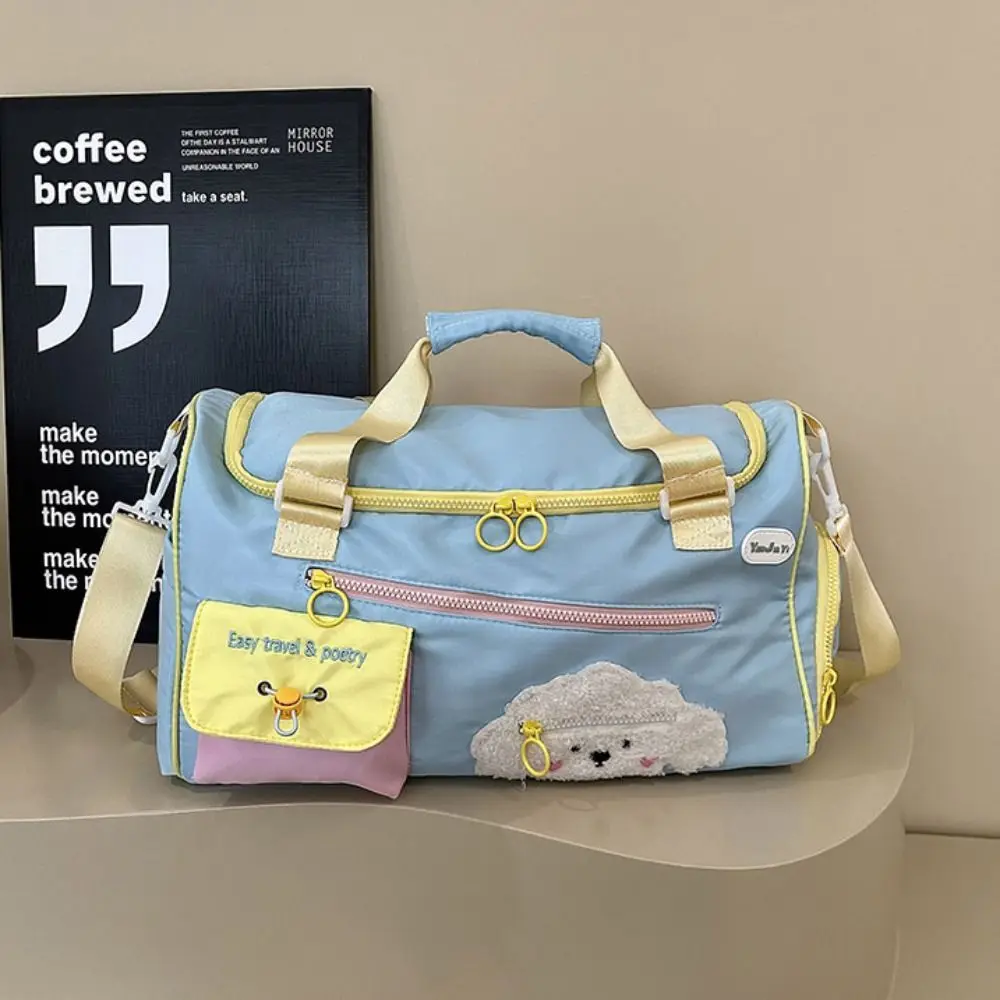 Nylon Cartoon Travel Duffel Bag Wet Dry Separation Crossbody Women's Fitness Handbag Durable Multi Pocket Gym Storage Bag