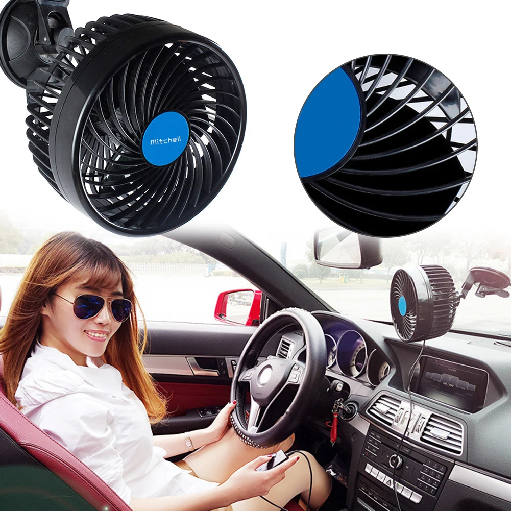 12/24V Air Circulator Fan Strong Wind Auto Cooling Fan Adjustable Mini Car Fan Cooler Single Head Sucker for Auto Truck Off-Road