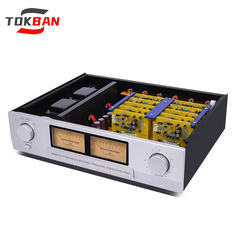 Tokban Accuphase C245 Replica 2-channel Fully Balanced Preamplifier XLR RCA Vu Meter with Remote Control HIFI Preamplifier Audio