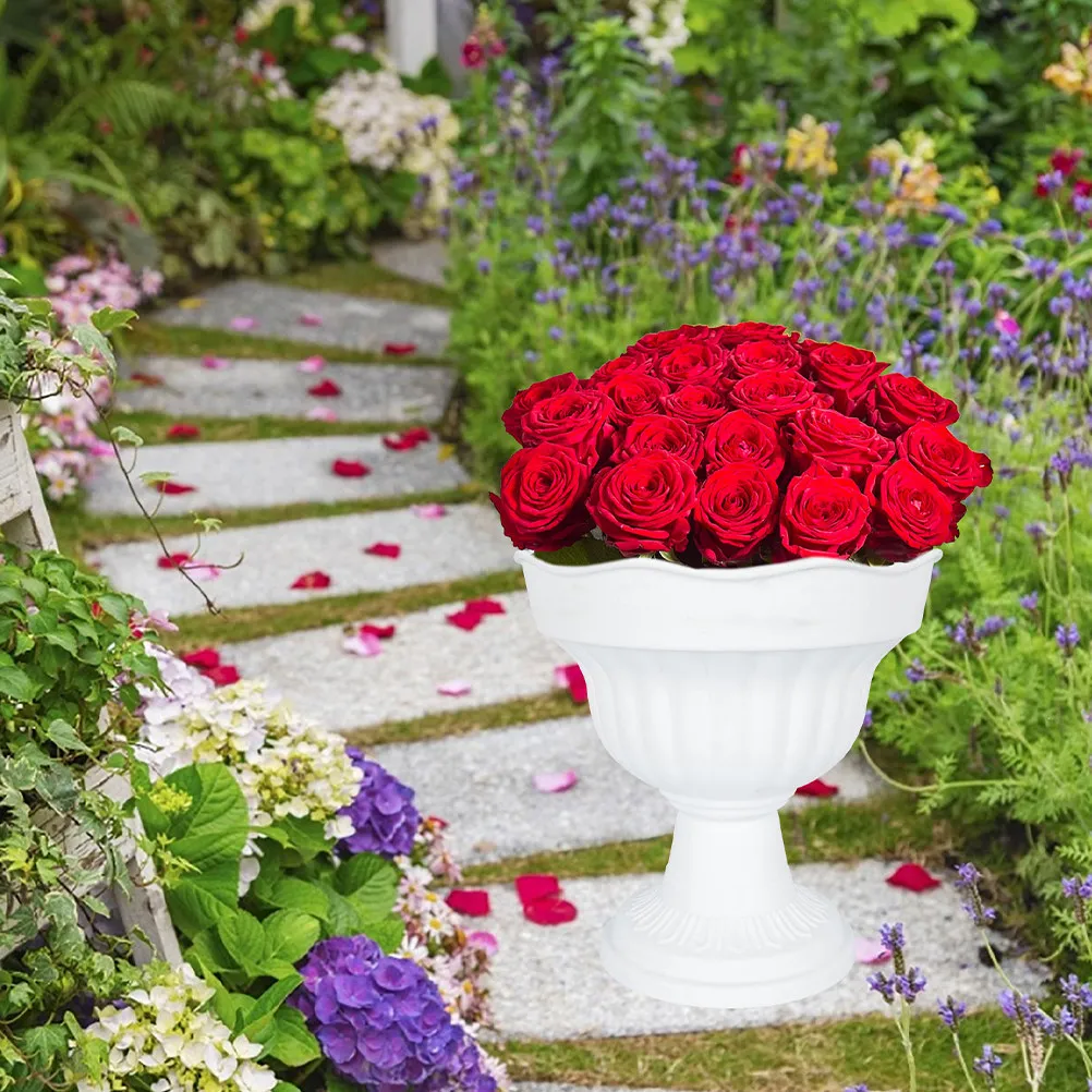 

2Pcs Vintage Plastic Roman Flowerpot Decorative Planter for Front Porch Wedding Party Garden Plant Pots Outdoor Wedding Decor