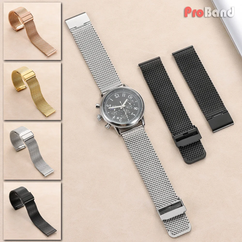 Bracelet de montre en maille milanaise 1.0 pour Rolex, en acier inoxydable, 18mm, 20mm, 22mm, 24mm, ceinture universelle pour Seiko, pour DW