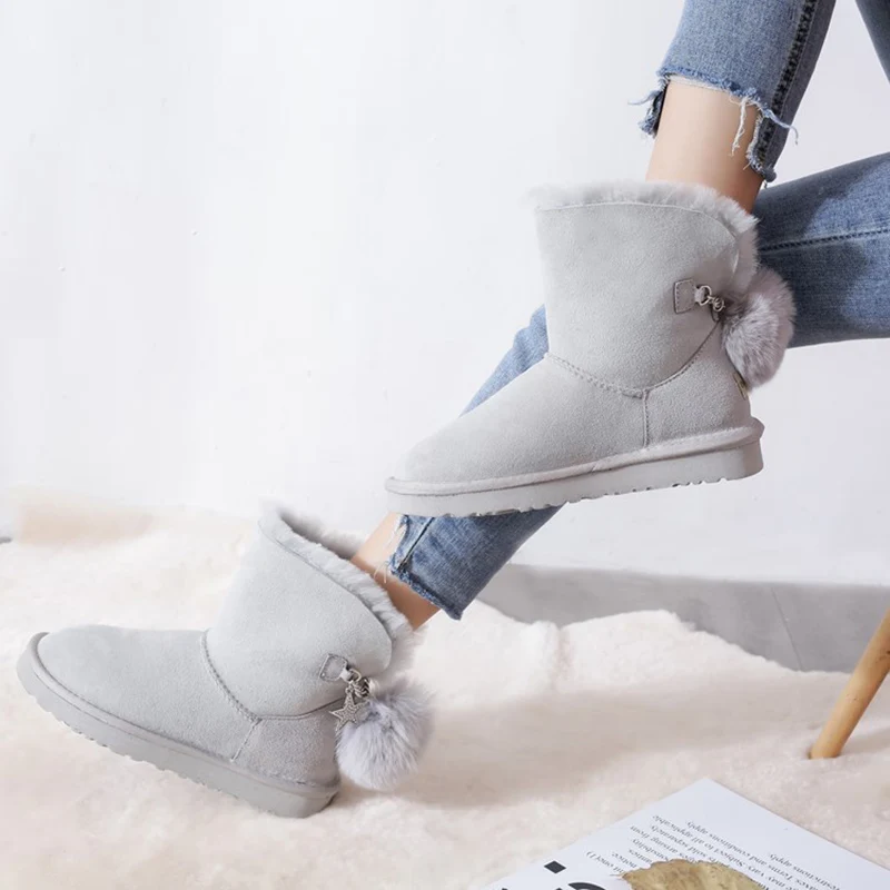 

2025 Natural Fur Women's Winter Classic Snow Boots Wool Boots Genuine Sheepskin Woman Snow Boots Top Quality Shoes Plus Size