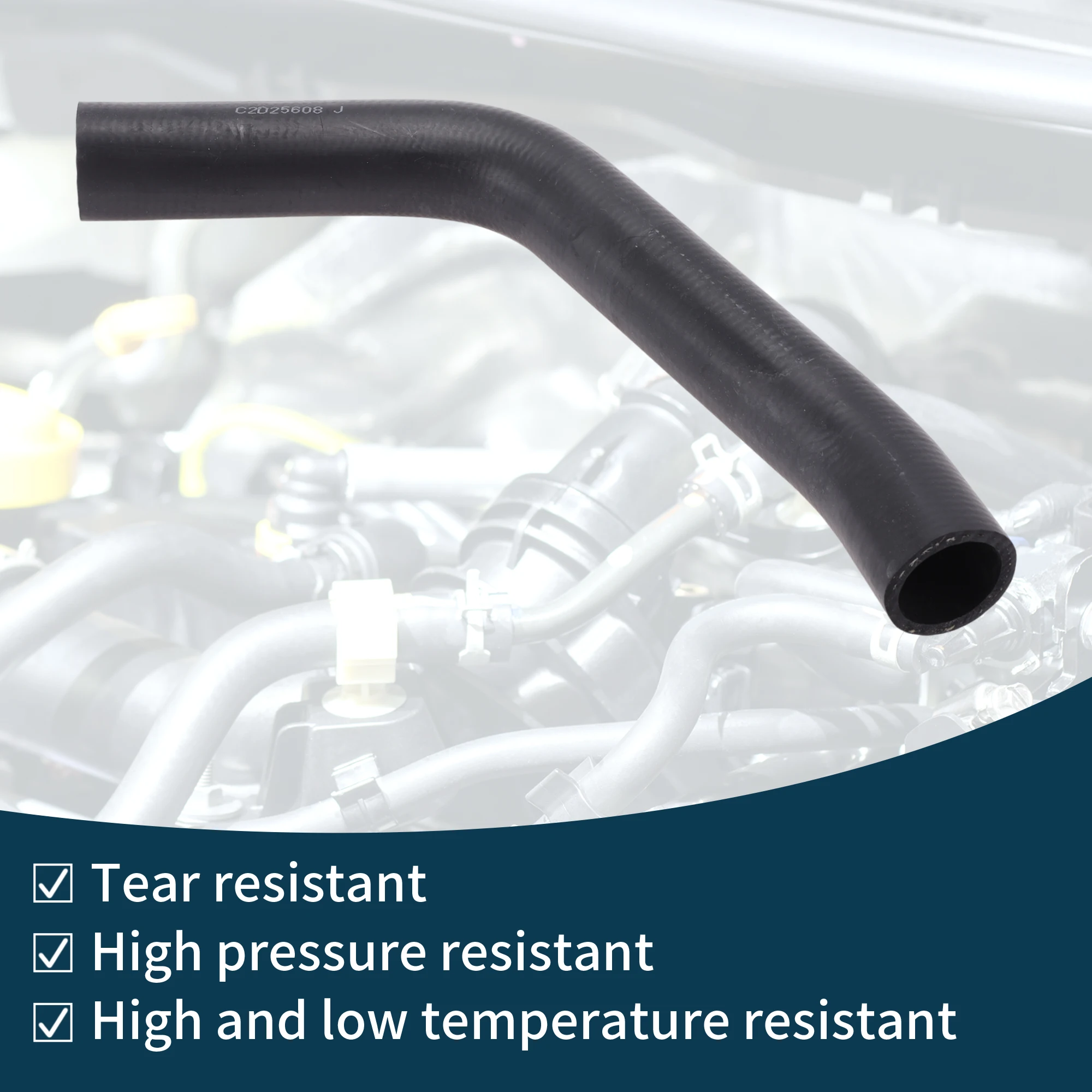 Motoforti خرطوم المبرد سخان خرطوم رقم C2D25608 لجاكوار XF 2013-15 أنبوب تبريد سائل مطاطي أسود 1 قطعة #5