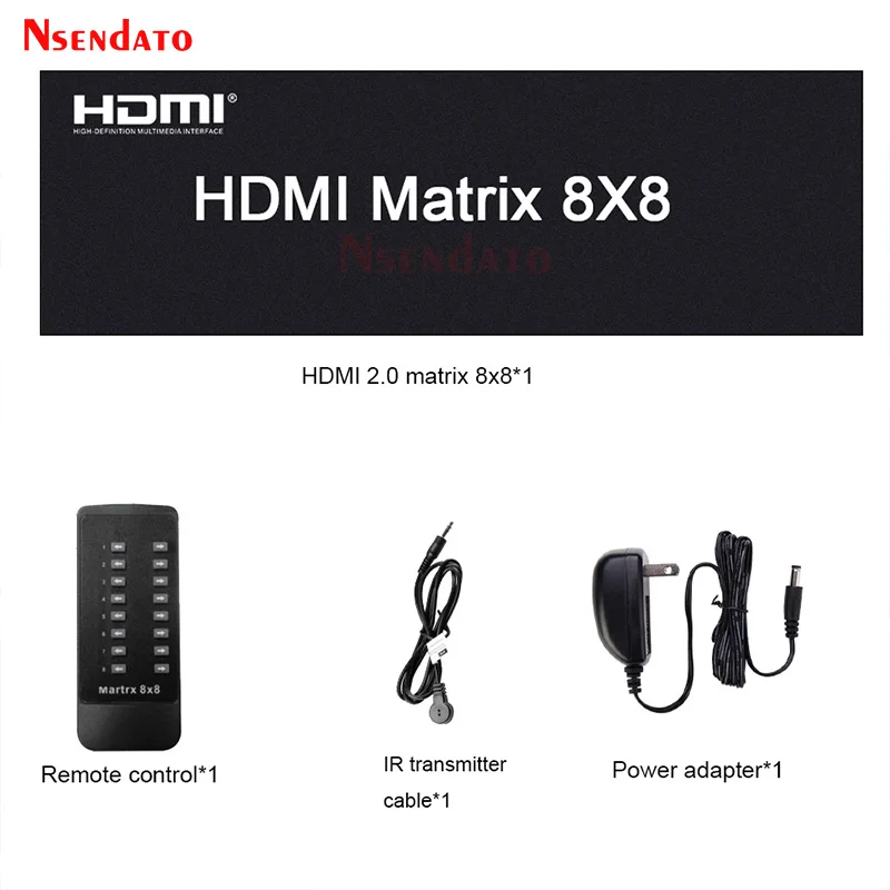 HDMIマトリックススイッチスプリッター,PCからTVモニター用のedid rs232を備えたスイッチャーアダプター,8 in 8出力,4k, 60hz