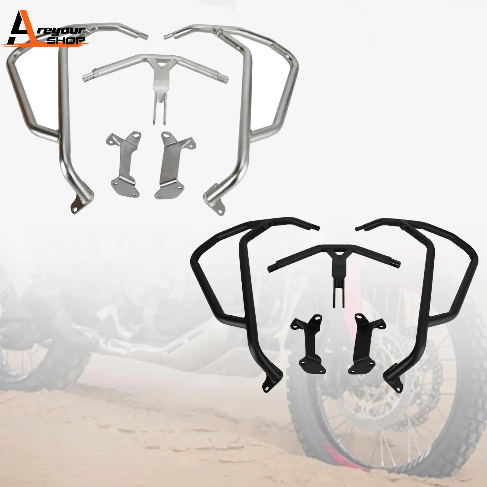 

Areyourshop Engine Guard Crash Bar Frame Protector Bumper for Honda Crf 1100L 20-22 21 Silver