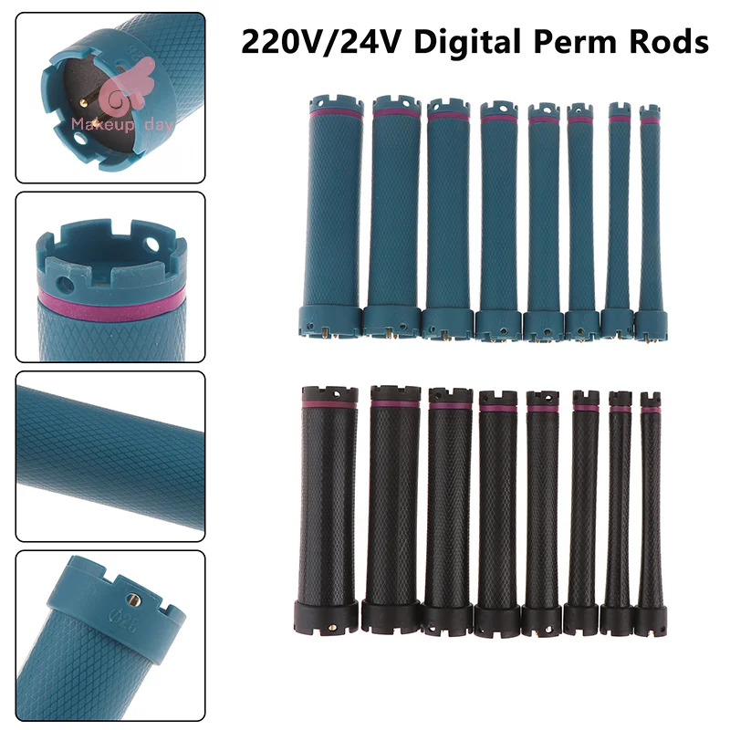 

1Pcs 220V/24V Digital Hair Perm Rods Universal 2 Plugs Electirc Heated Curl Bars Rollers Curlers 12.5cm Fluffy Curling Rollers