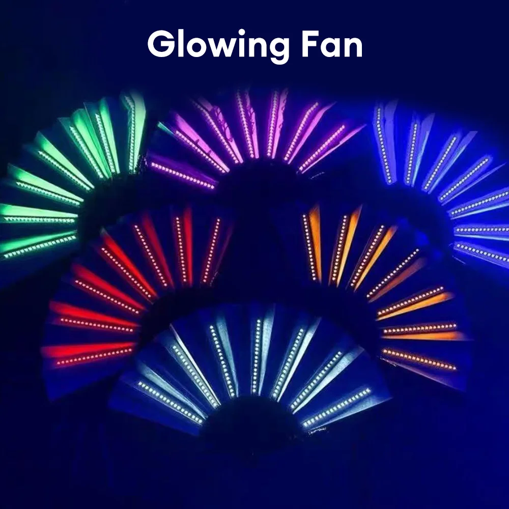 Glow Folding Led Fan Dancing Light Fan Night Glowing Halloween Christmas Festival Accessories Glow In The Dark Party Supplies