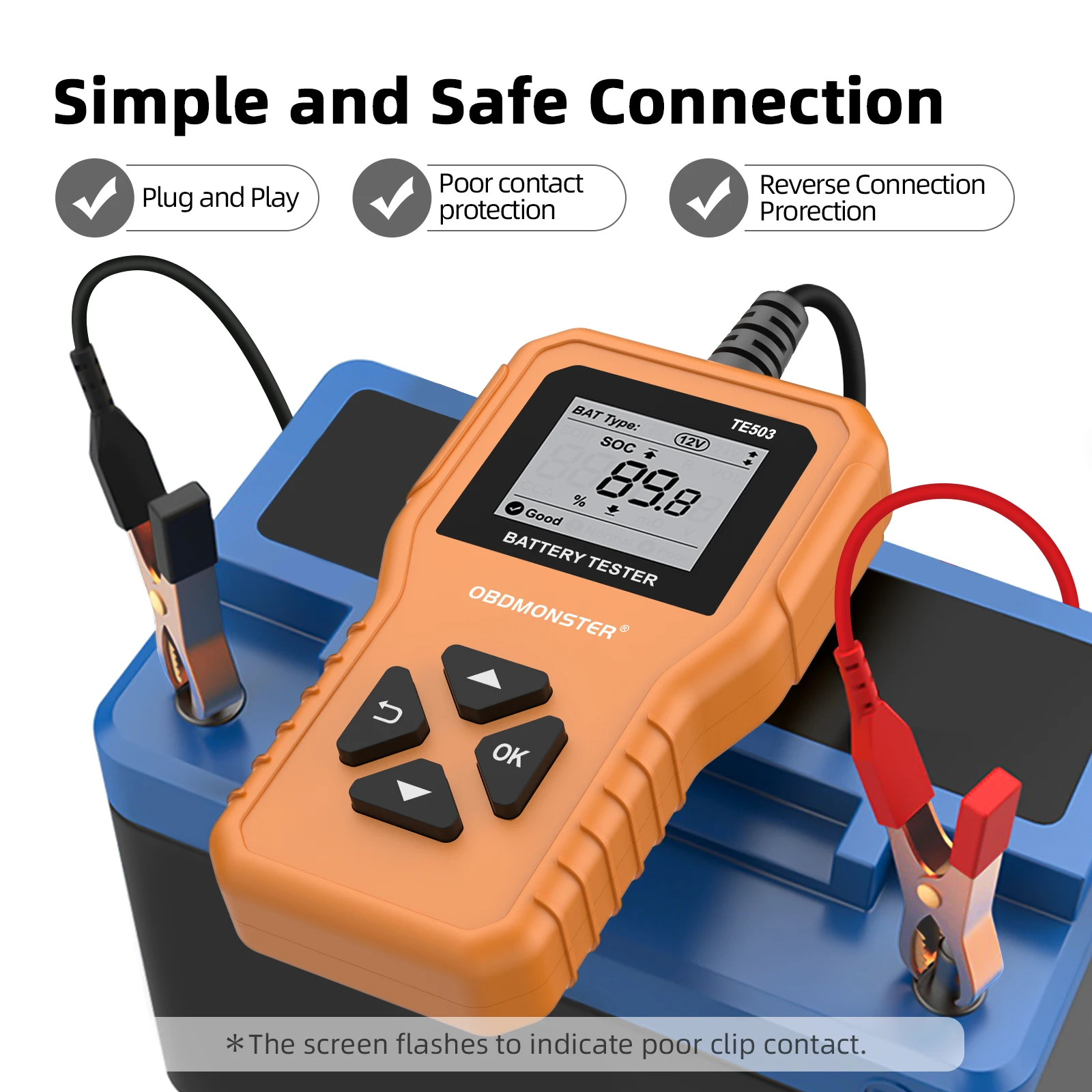 OBDMonster BM550 Car Battery Tester 6V 12V 24V 100-2000 CCA Battery System Detect Auto Battery Analyzer Car Battery Tool