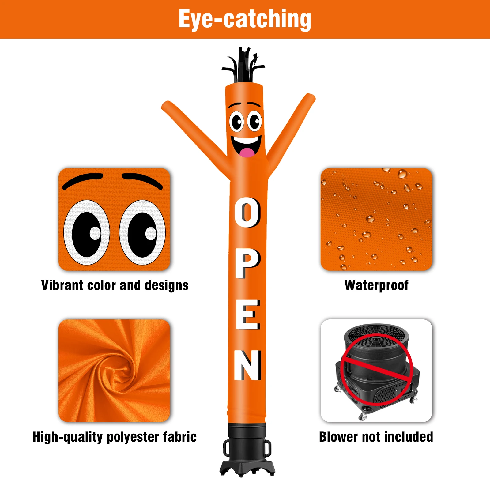 6/10/15/20FT Tall Inflatable Orange Open Dancing Guy for Outdoor Decoration Advertising(Blower Not Included)