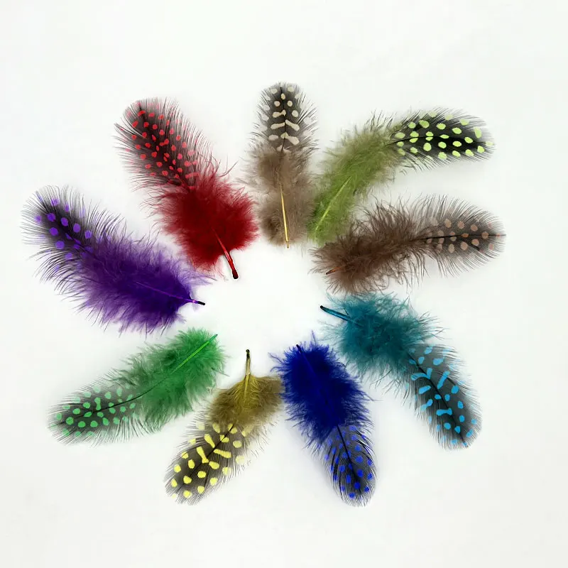 50pcs/Lot Natural Guinea Fowl Spotted Feathers Crafts Beautiful Chicken Feather Jewelry Carnival Decor 4-10cm/2-4inches