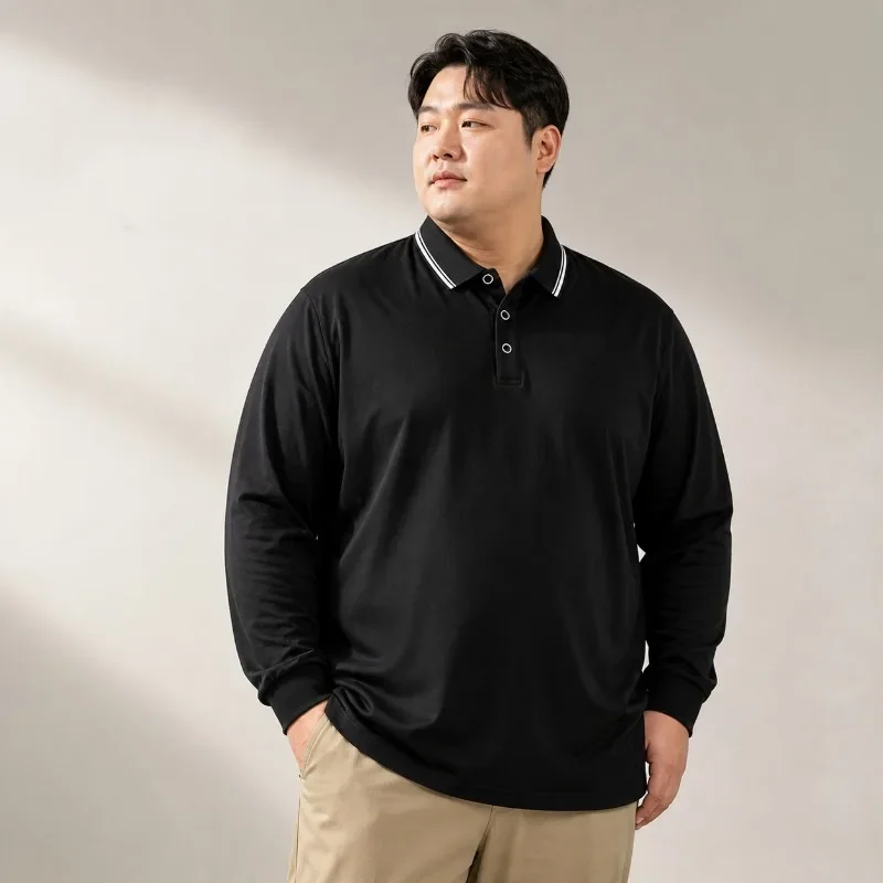 Übergrößen Herren Langarm Poloshirts Herbst Winter Polos 5XL 6XL 7XL 100-175kg Lose Übergroße Oberteile Große Größen Herrenbekleidung 3XL – Detail 2