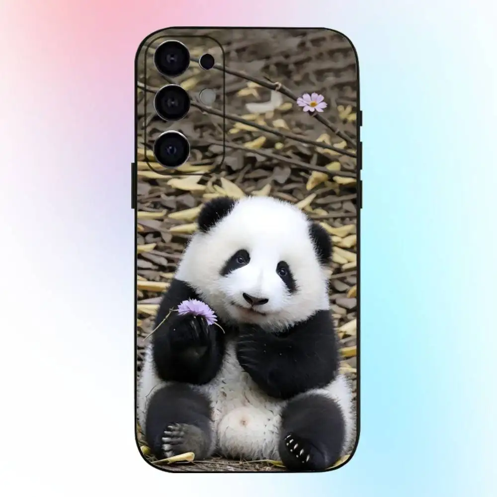 Custodia per telefono Animal Cute Panda Fubao per Samsung S25,S24,S21,S22,S23,S30,Ultra,S20,Plus,Fe,Lite,Nota, 10.9,5G Cover nera