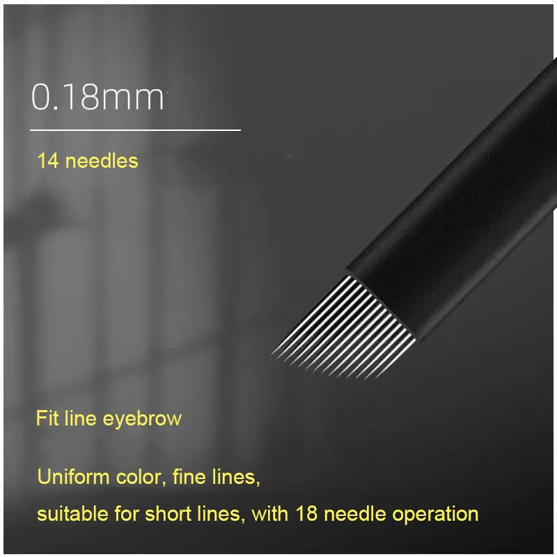 0.18 MM  Microblading U Shape 18 Pins Blade Black Tattoo Needles For Permanent Makeup Eyebrow and Lips Embroidery Pen