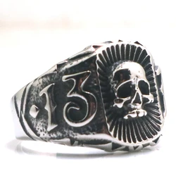 Newest Unisex 316L Stainless Steel Cool 13 Skull Ring