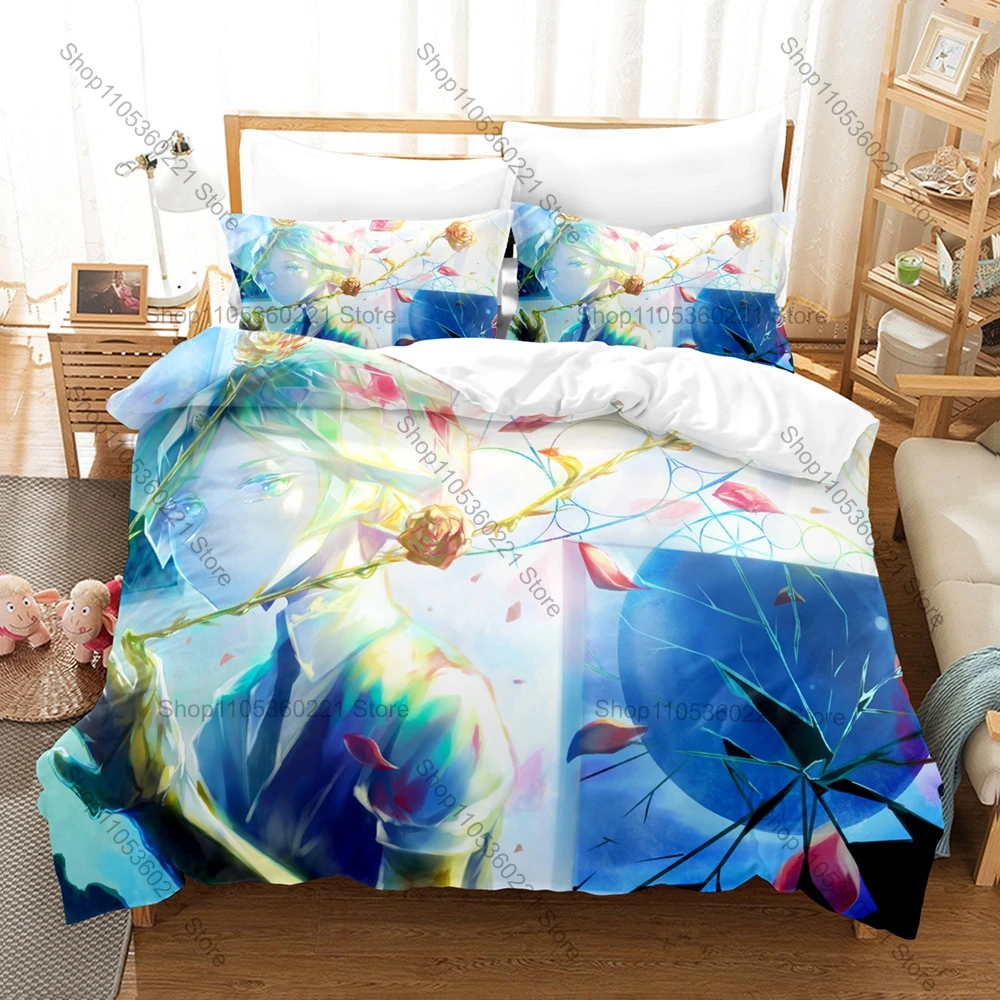 Cool Icon Phosphophyllite Gem Graphic Houseki no Kuni Bedroom Decor Bedding Duvet Cover + 2 Pillowcases Land of the Lustrous Fan