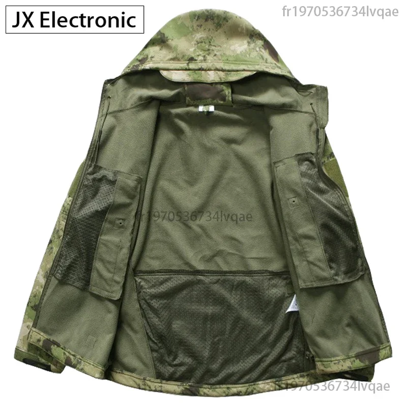 Soft Shell Camouflage Jacket Men Waterproof Hunting Clothing Warm Camo Jackets Outdoor Hoodie Coat