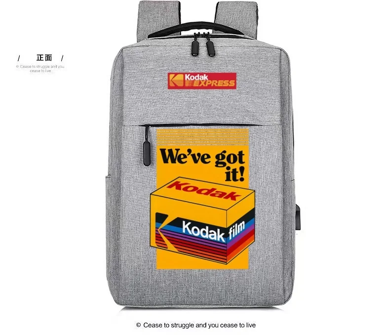 Kodak business style printed storage backpack, photography computer bag, multi-functional backpack, large capacity travel bag, t