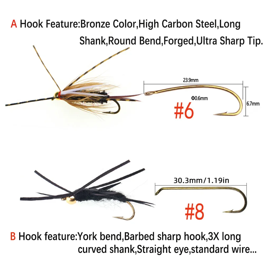 Vtwins Ninfa Stonefly mojada con púas para salmón – atado de moscas - imagen 4