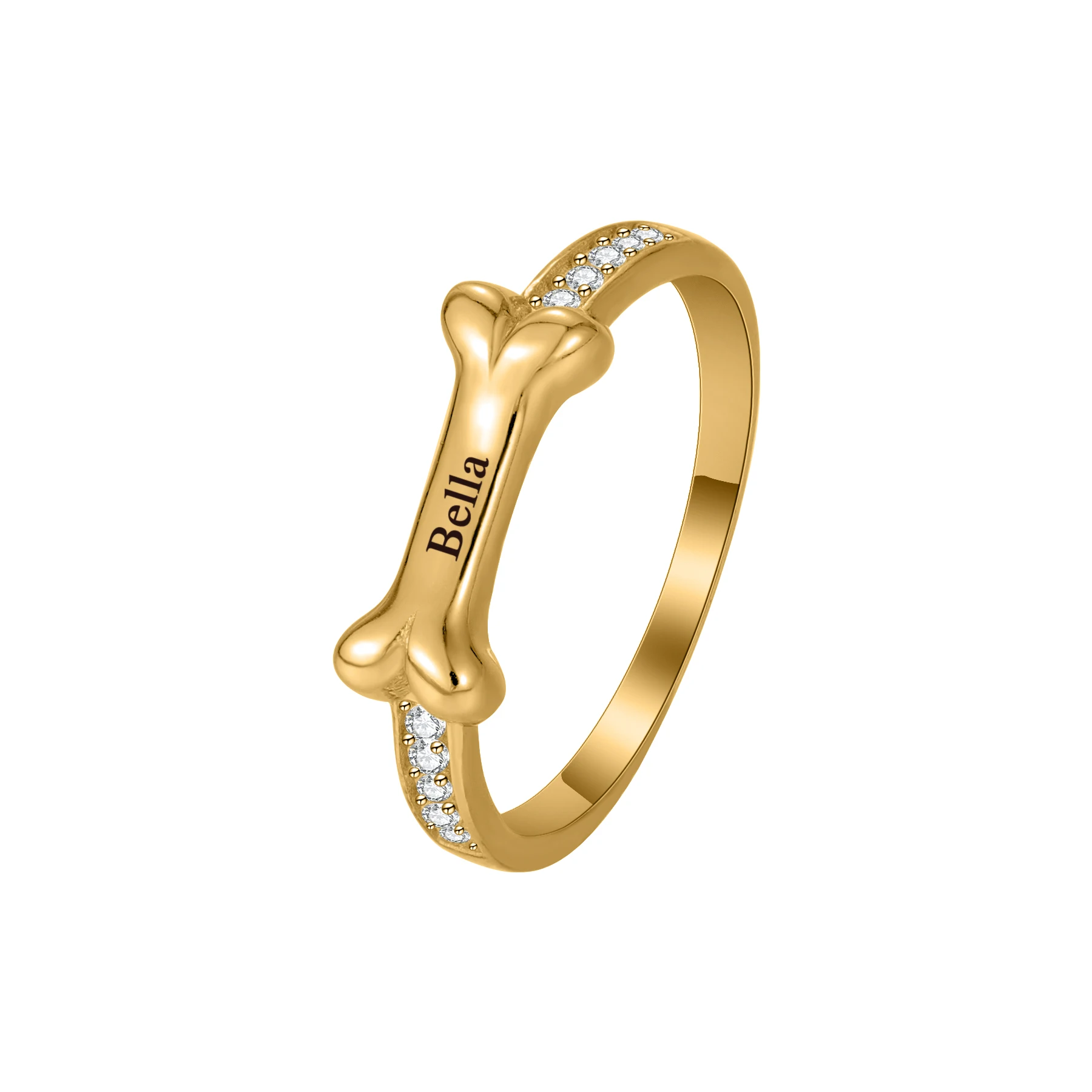 

Engraved Dog Bone Name Ring