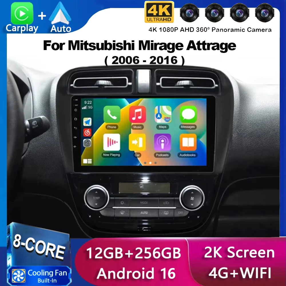 Android 16 Car Radio Multimidia Tuning Screen For MITSUBISHI Mirage Spacestar Attrage 2012-2019 GPS Navigation Carplay 2din