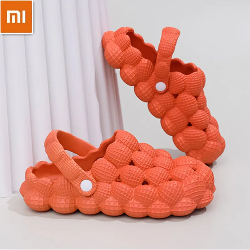 Xiaom Summer Slides For Women Outdoor Close Toe Slippers Bubble Massage Litchi Sandals Brand Fashion Designer Sandals Men Clogs