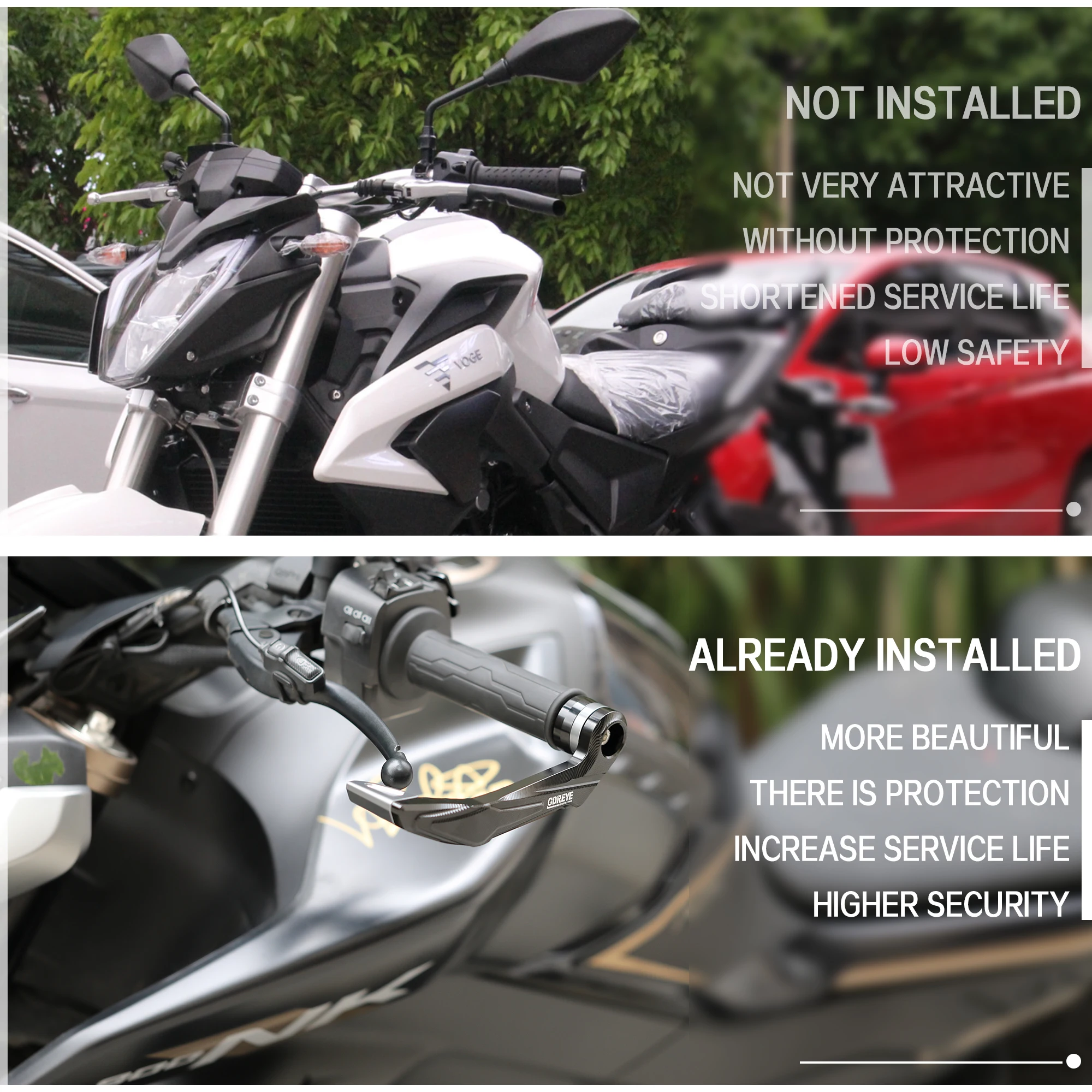 

For Loncin VOGE 150R 180R 300R 500R 300AC 500AC Motorcycle Thick aluminum Grips Guard Brake Clutch Levers Guard