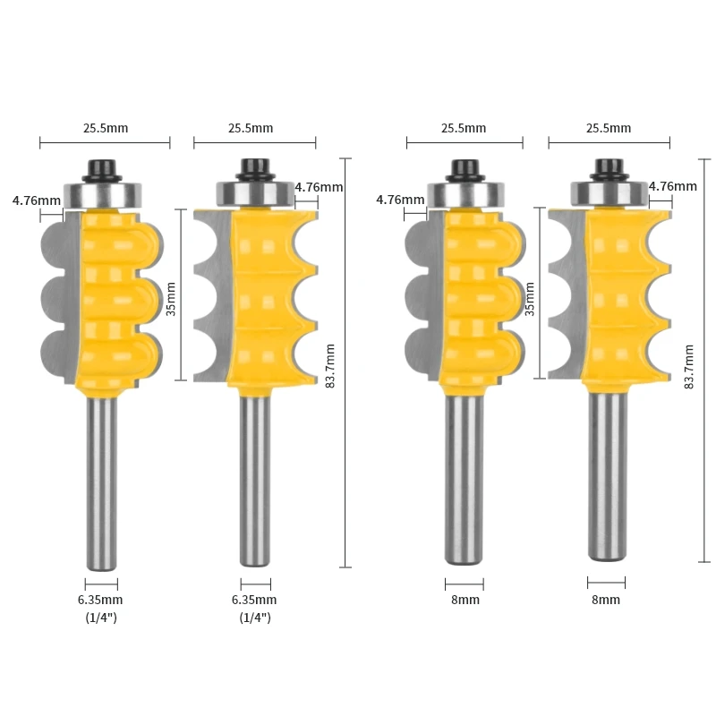 NXWIND Multi-Fluting Bit Triple Bead Router Bit Carbide Cutters Woodworking Milling Cutter For Wood Bit Face Mill End Mill