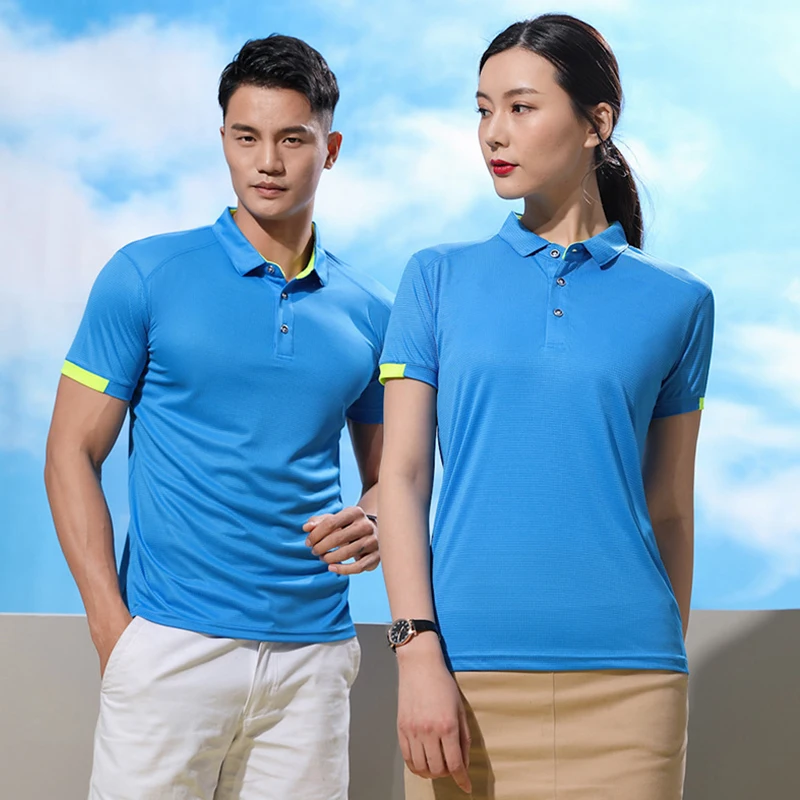 Camiseta de secado rápido monos de solapa para hombres y mujeres, camiseta de manga corta para deportes al aire libre de verano, Polo transpirable