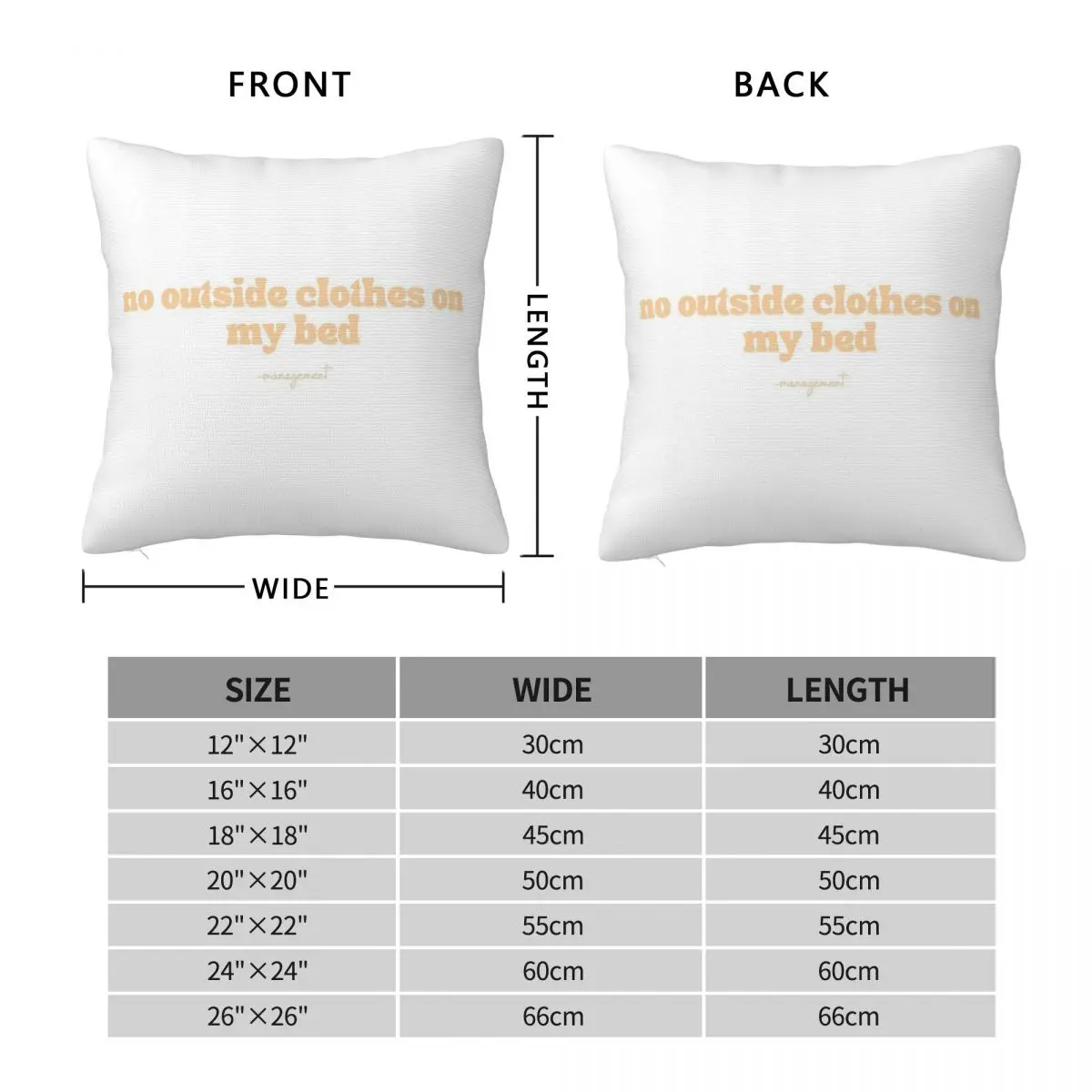 No Outside Clothes On My Bed Square Pillowcase Polyester Linen Velvet Pattern Zip Decor Pillow Case Bed Cushion Case