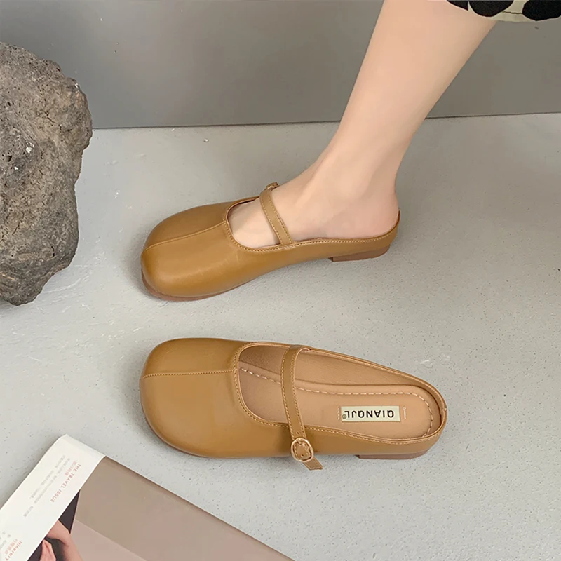 Female Shoes Cover Toe Loafers Slippers Women Summer Mules Sexy Slides 2024 Soft Flat Basic Casual Rome Rubber Fabric PU