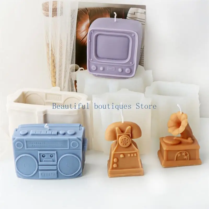 

U4LF Silicone Mold Simulation Television Candle Molds Resin Castings Molds Cake Baking Molds for Fondant Chocolate Decorating