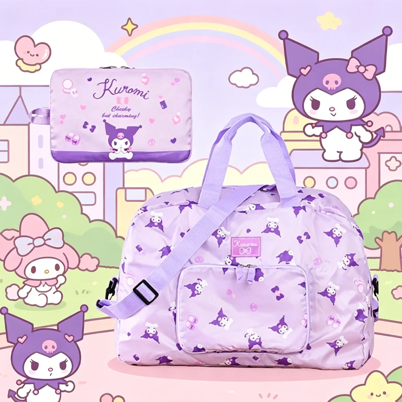 

Kuromi Hellokittys Anime Travel Bag Cartoon Printing Fold Storage Bag Portable Lightweight Duffel Bag Large Capacity Cinnamoroll