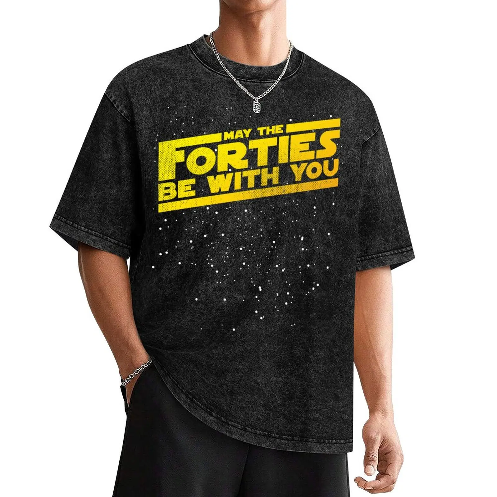 

May The Forties Be With You Vintage 40th Birthday Distressed Star Illustration T-Shirt sublime men clothes