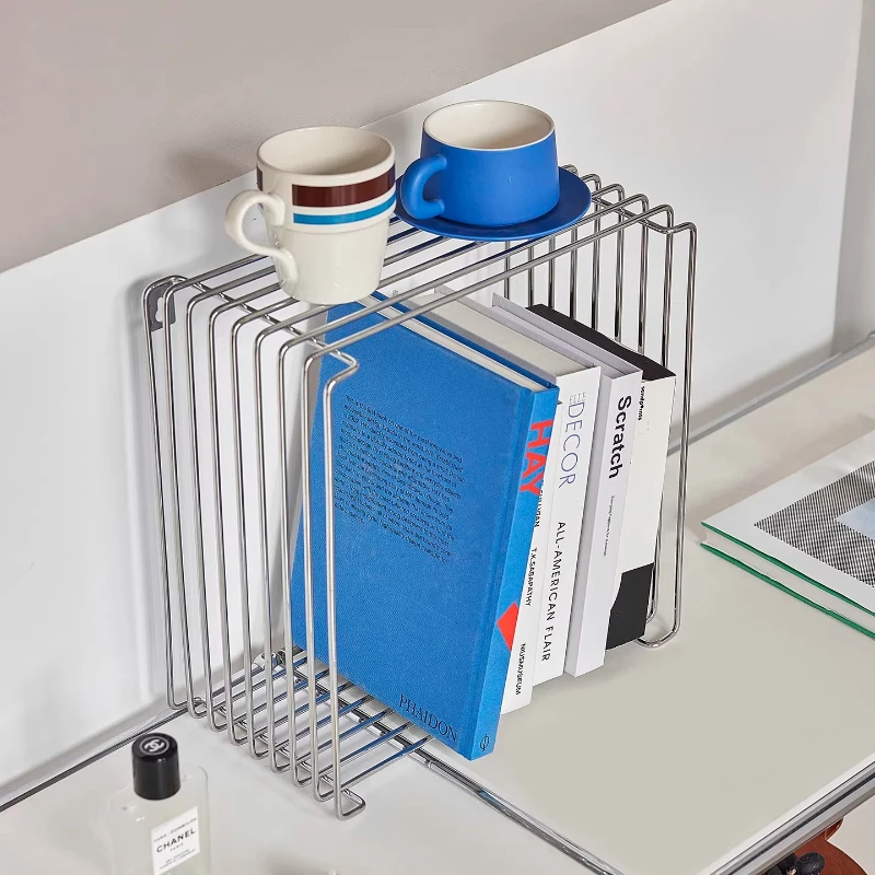 

Minimalist Wall Magazine Rack Stainless Steel Bedroom Side Table Modern Creative Small Coffee Table Living Room Home Furniture