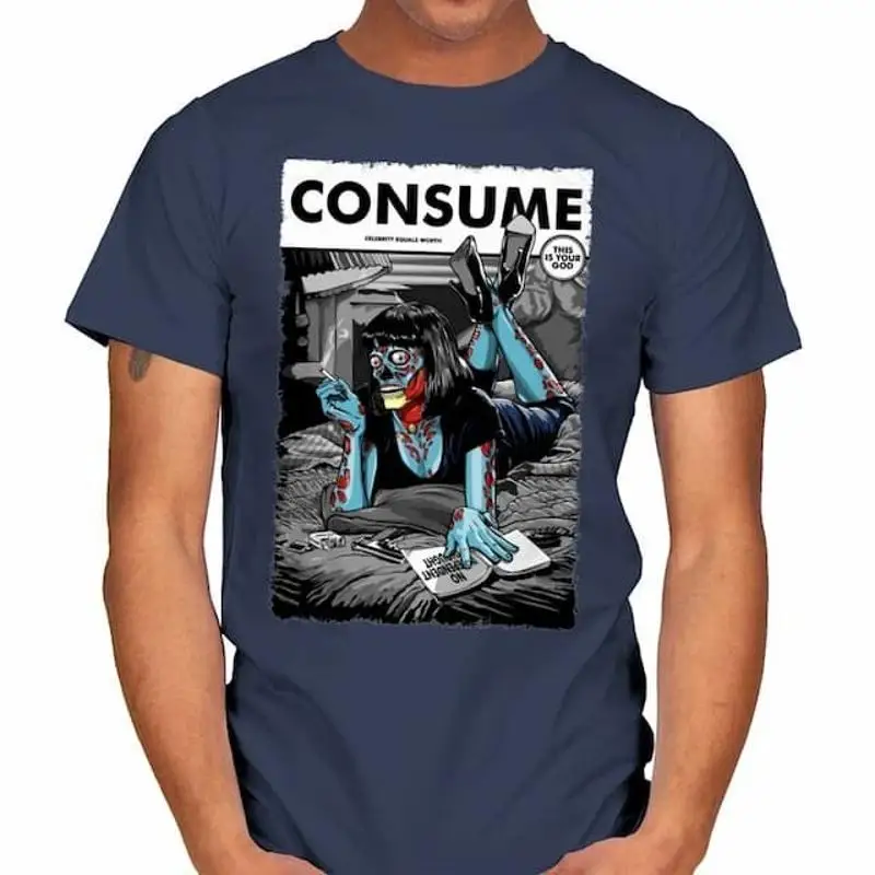 

They Live Consume Tv Men'S T Shirt Subliminal Messaging Horror Movie 80S John