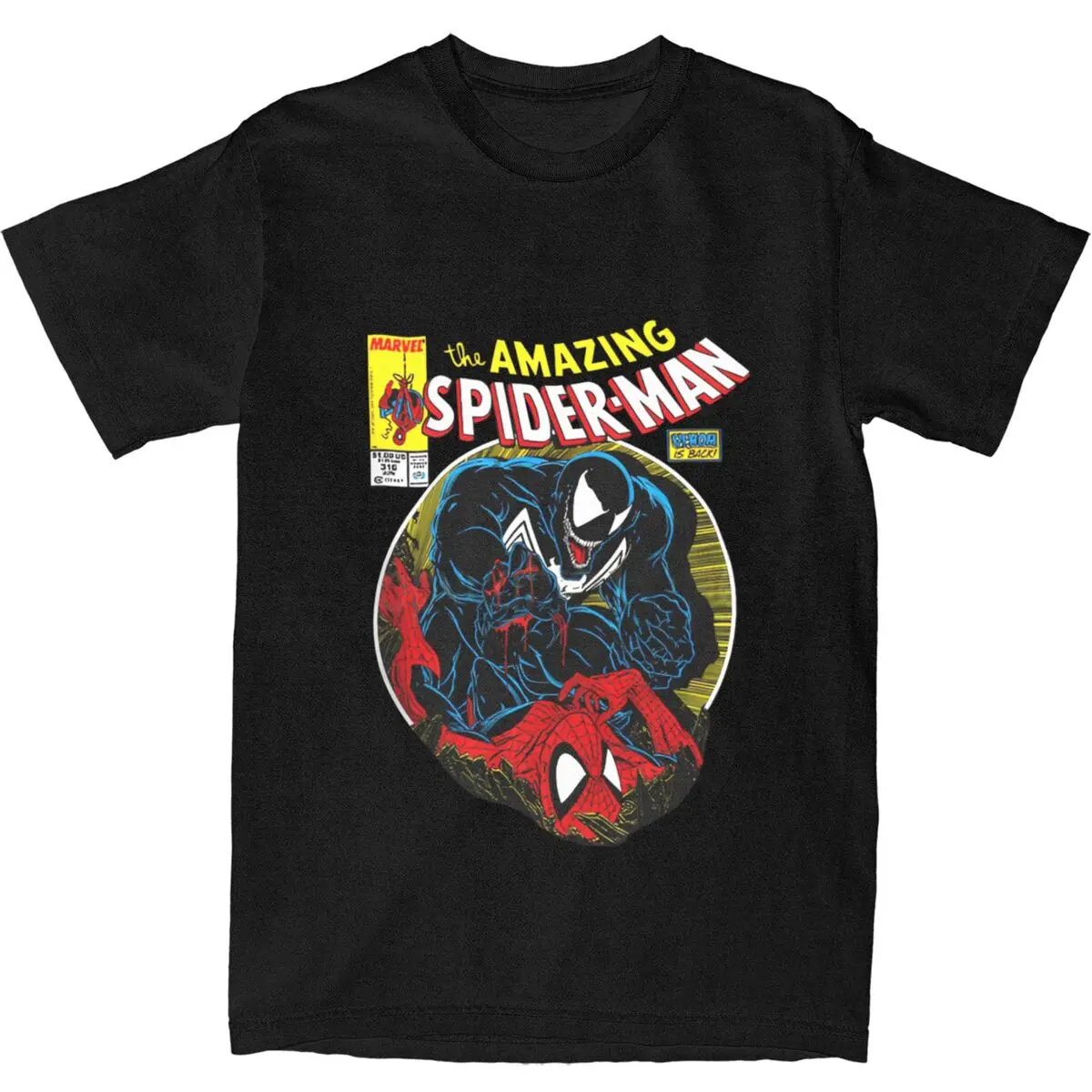 Men Women T Shirt SpiderMan VS Venom Bloody Battle Comic T Shirts Hip Hop Summer Tee Shirt Y2K Basic Printed Cotton Top