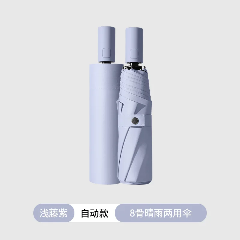 

three-fold vinyl automatic folding umbrella high value weather and rain parasol self-opening and self-collection umbrella