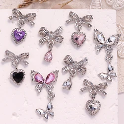 10PCS 3D Luxury Alloy Bow Nail Heart Charms Butterfly Pendant Accessories Parts For Nails Art Decoration Supplies Manicure Tools