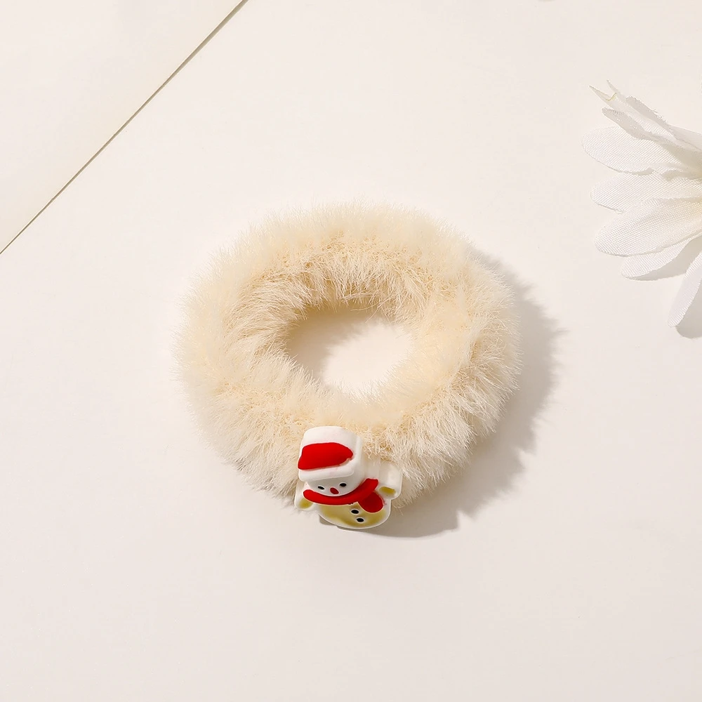 Merry Christmas Plush Hair Rope Santa Elk Christmas Tree Ponytail Holder Elastic Hair Tie Cartoon Girls Hair Accessories 2023