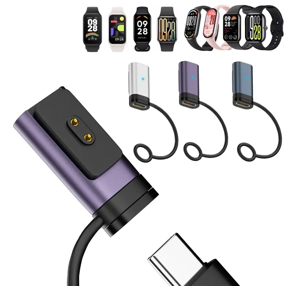 LED-Anzeige Magnetischer Ladeadapter Typ-C Buchse auf 2-Pin-Konverter für Xiaomi Smart Band 8/9/10/Pro/NFC Redmi Watch 5/4/3