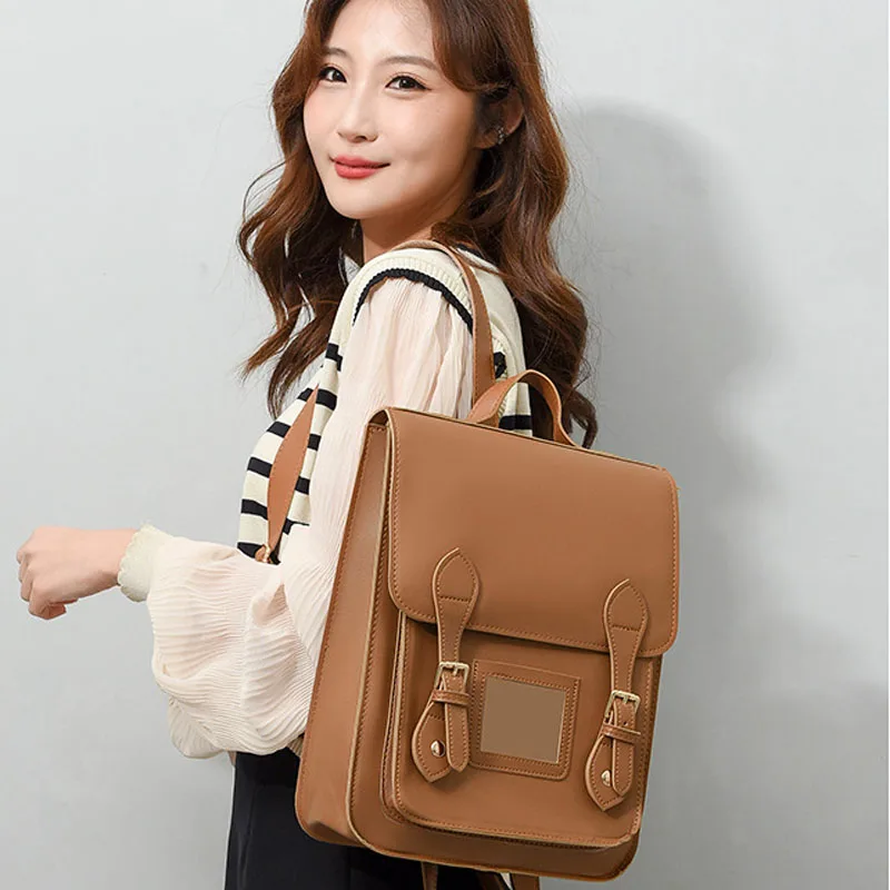 soft leather luxury hand bag women thin bag notebook travel outdoor backpack casual women bag