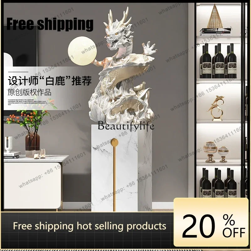 Factory Direct Large dragon floor ornament living room entrance marble sculpture housewarming store opening gift