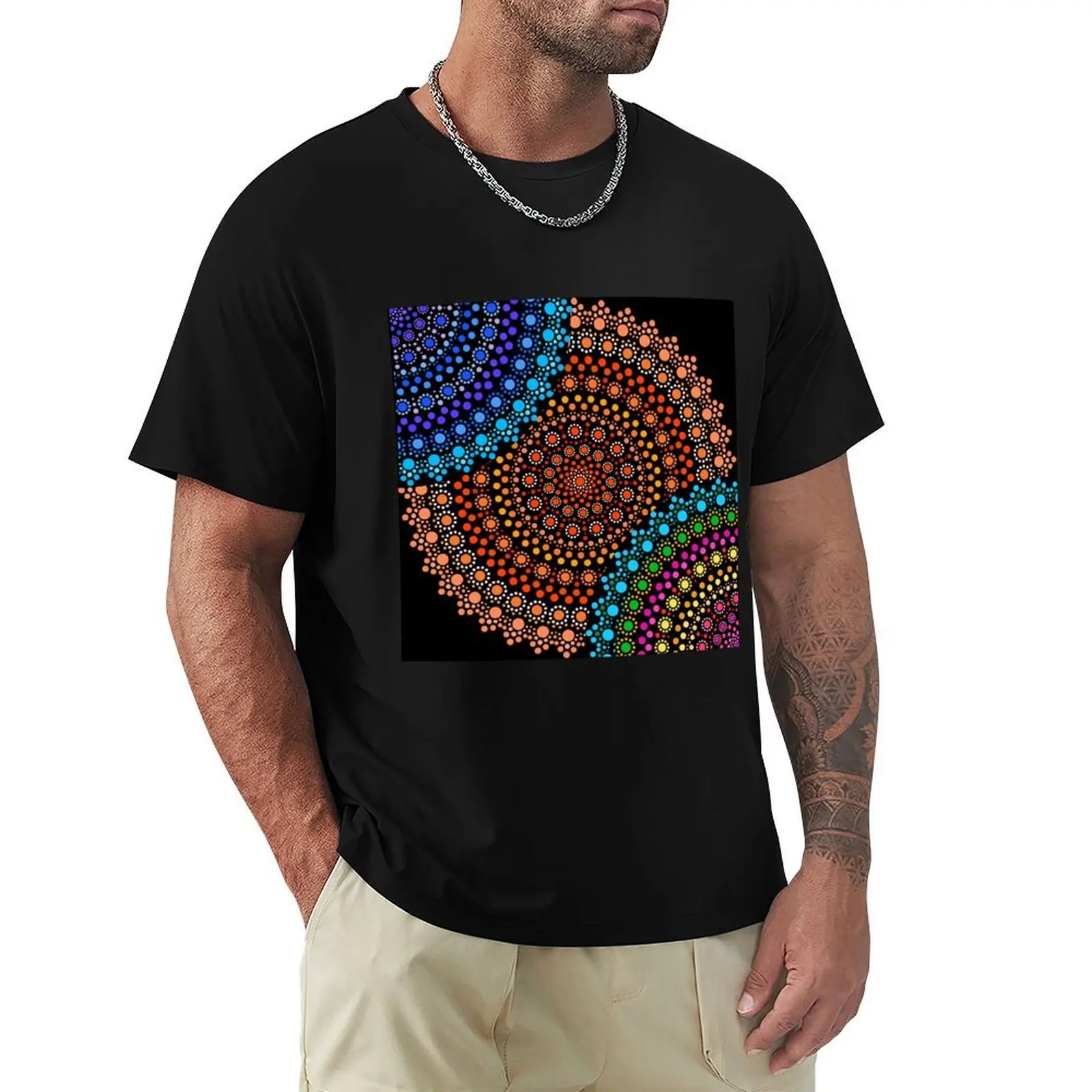 Aboriginal Art Aborigine Australian Indigenous aboriginal Flag autochthon Bigambul Points Circle Colors Day Gift For Mot T-Shirt