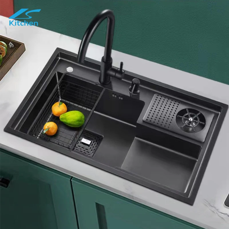 

K-5040H square Shape High Quality Single Bowl Handmade Black Color Kitchen Stainless Steel Sink