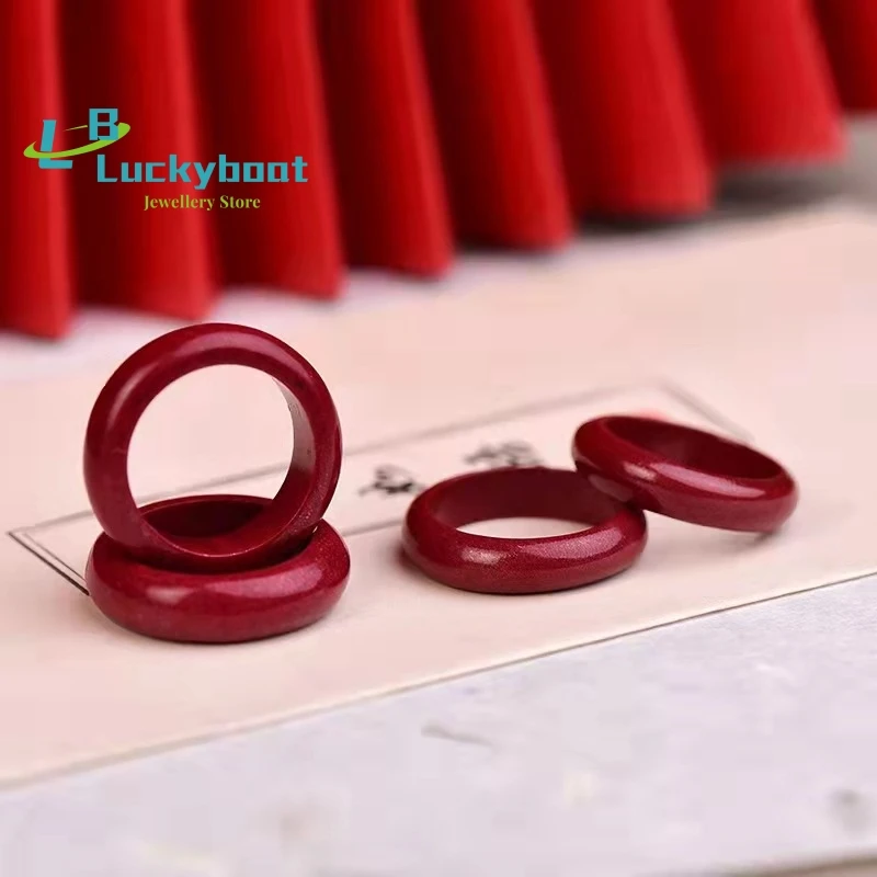 High Quality Natural Stone Natural Red Cinnabar Couples Rings Jade Jewellery Fashion Man Woman Luck Amulet Exorcise Evil Spirits